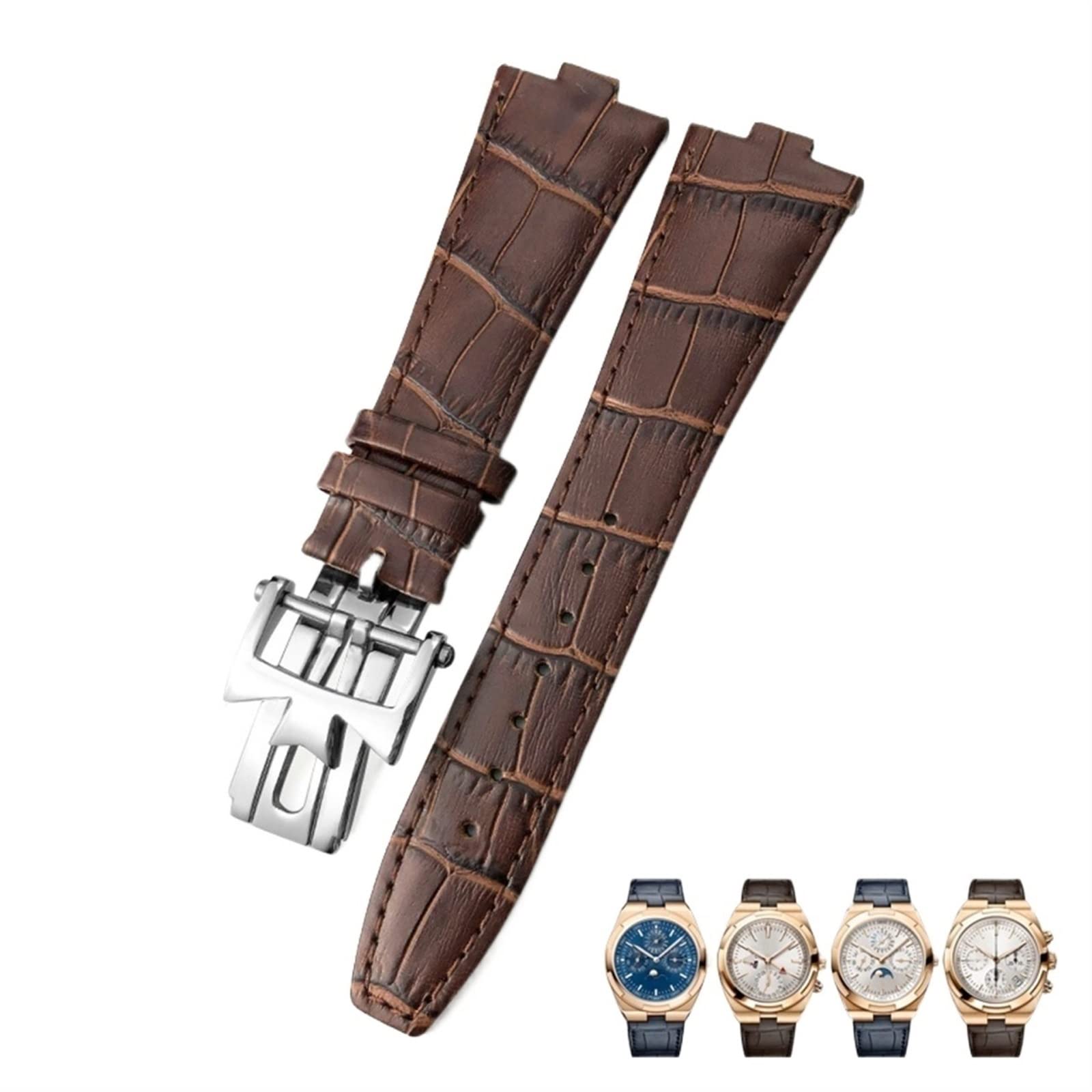 YIHANSS Für Übersee Schwarz Blau Braun Bambus Korn Uhr Bands 25mm Echtes Leder Konvexen Interface Uhr Strap