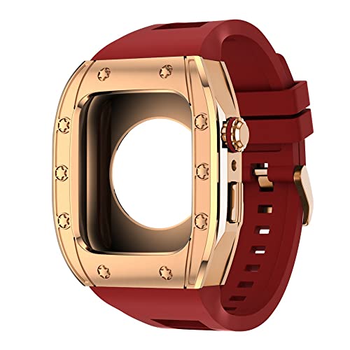 KANUZ Edelstahl-Gehäuse für Apple Watch 7er-Serie, 44 mm, 45 mm, Armbandzubehör, DIY-Modifikationsset, Abdeckung für iWatch 7, 6, SE, 5, 4 (Farbe: O, Größe: 44 mm für 6/5/4/SE)