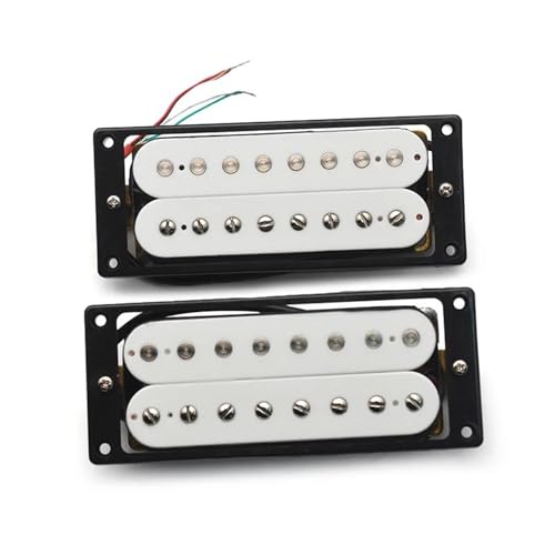 Gitarren-Tonabnehmer 8 String Dual Coil E-gitarre HumbuckerPickup Coil Spliting Pickup N10K/B15K Ausgang Gitarre Teile Weiß (Color : 1Set with frame)