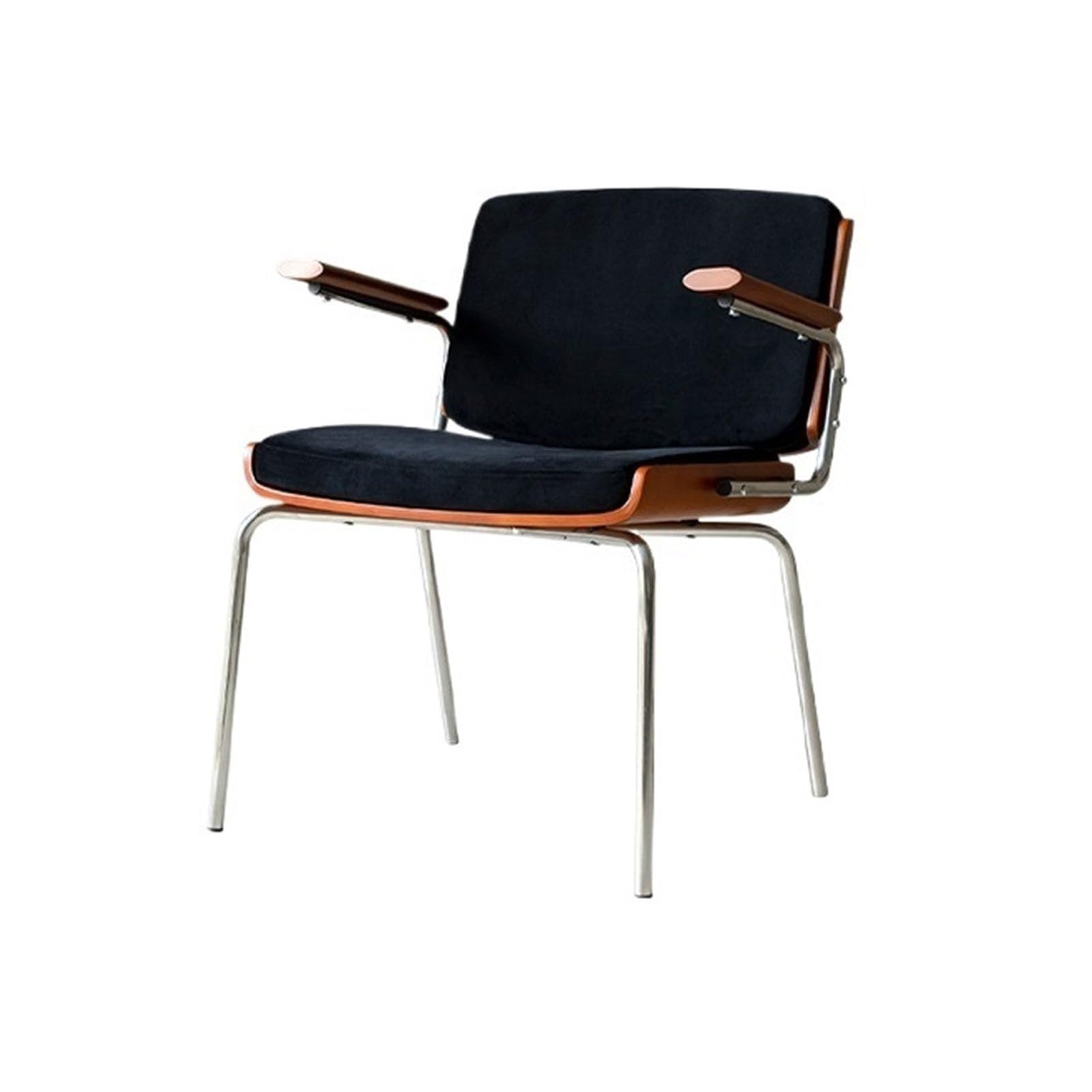 FUHAI-666 Esszimmerstuhl Mid Century Esszimmerstühle mit Holzhandlauf, Samtgepolsterter Sessel, Moderne Küchenstühle for Schlafzimmer, Wohnzimmer, Esszimmer Kaffeestuhl(Schwarz)