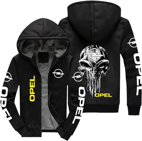 YILILK Herren Hoodie Jacken Sweatshirts für O.P.E.L Print Fleece Sweater Casual Hooded Coats Zipper Hoodies für Motorrad Radfahren - Geschenk