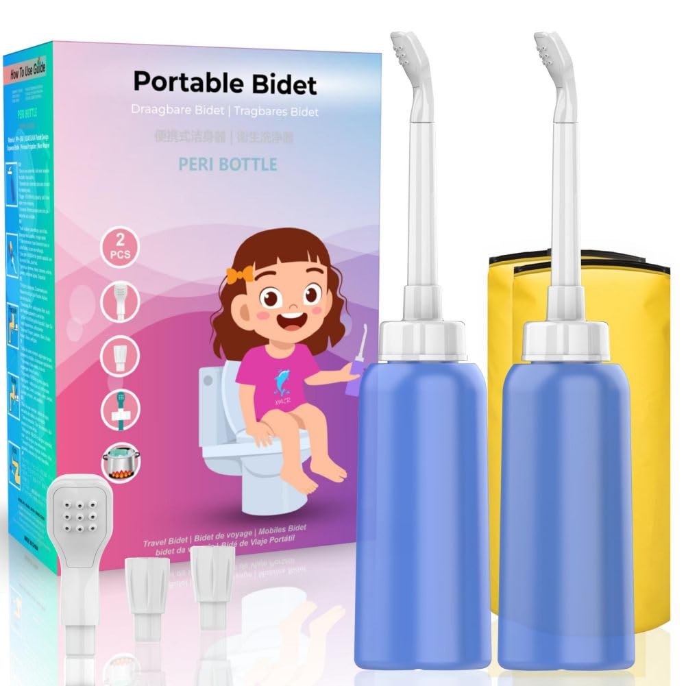 Dazzluxe 2 Tragbare Bidets Mit 2 Düsen + Skalierbarem Schlauch, 17 Oz Tragbares Persönliches Reisebidet, Umgedrehte Postpartale Dammflasche Für Die Intimpflege Beim Camping Und Reisen,Style c