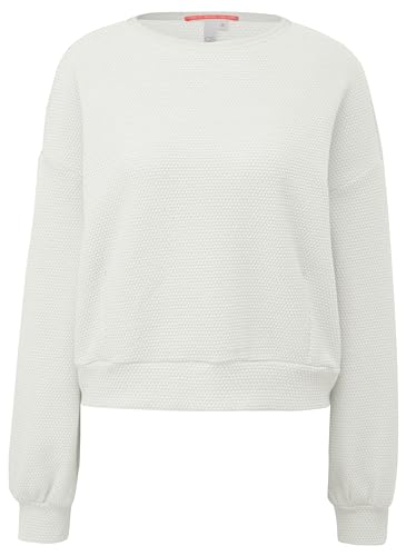 QS Damen 2147730 Sweatshirt mit Struktur, Creme, 38