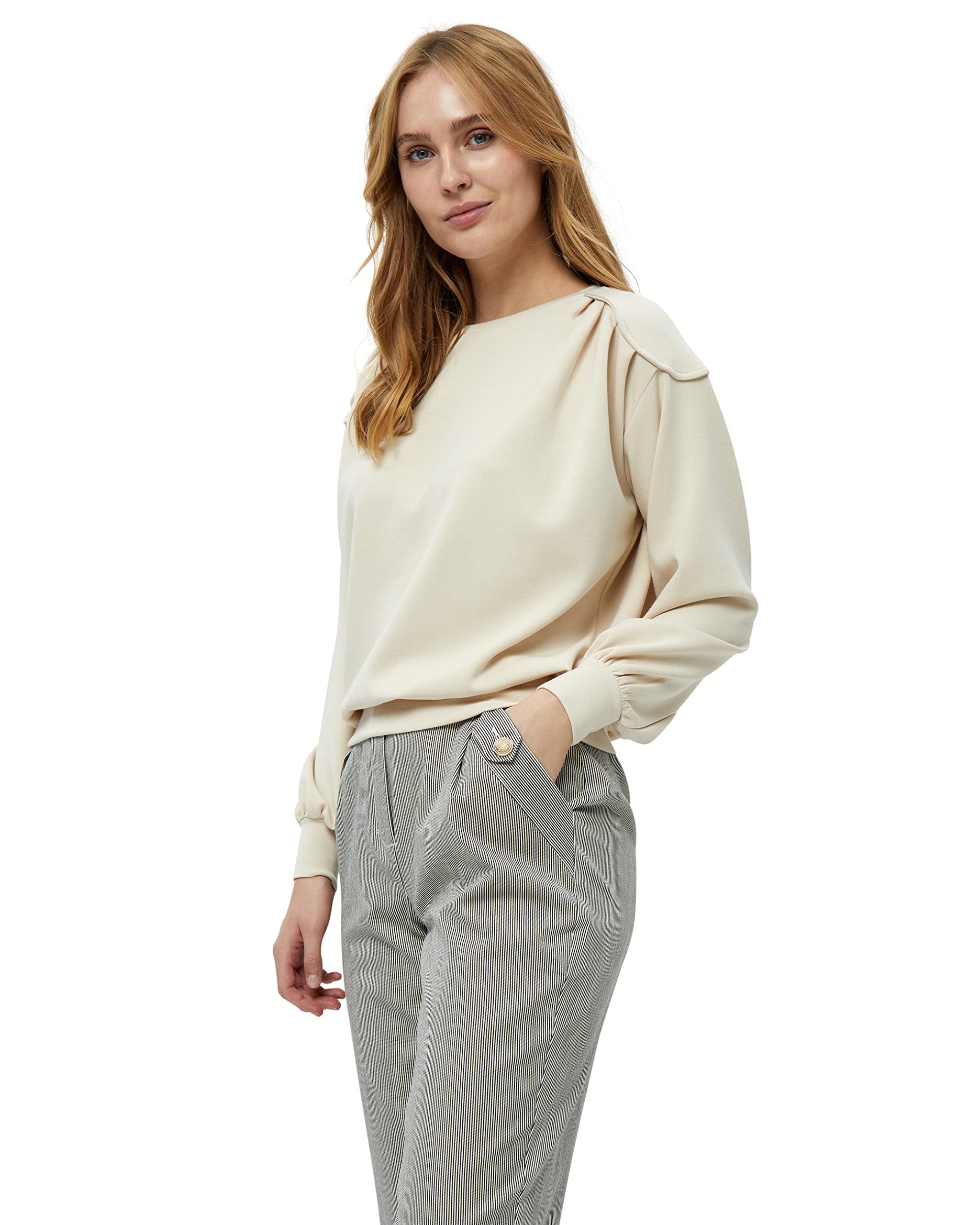 Peppercorn Laila Lange Ärmel Sweat | Sweatshirt Damen In Beige | Frühling Pullover Für Damen | Größe S