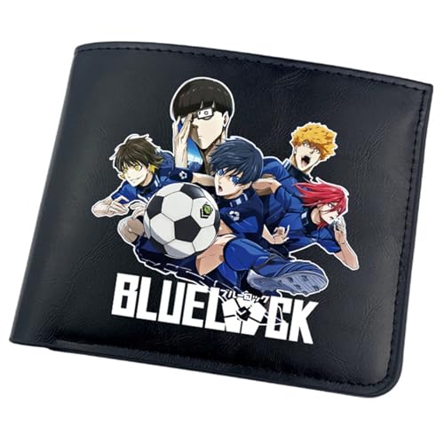 RYNDEX Blue Lo-ck Geldbörse Anime, Kunstleder Kartenetui Geldtasche mit Münzfach, PU-Leder Geldbörse Brieftasche Wallet, für Männer Geschenke(Color:Black 7)