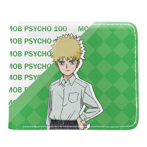 RYNDEX M-ob Psyc-ho 100 Anime Geldbeutel, Schmale Bi-Fold Kleines Portemonnaie, PU-Leder Geldbörse Brieftasche Wallet, für Teenager und Junge Mädchen(Color:Multicolor 15)