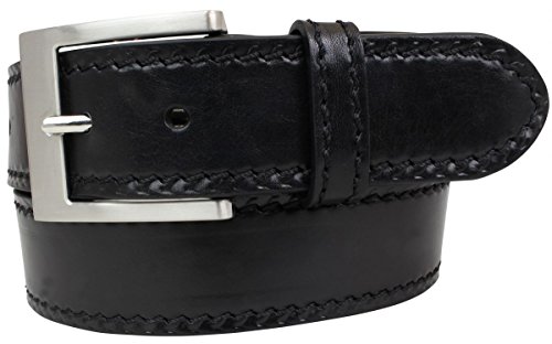 BELTINGER Jeansgürtel mit Edelstahl-Gürtelschnalle aus Vollrindleder mit Naht 4 cm | Ledergürtel 40mm | Jeans-Gürtel | Schwarz 85cm