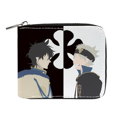 RYNDEX Black Clov-er Anime Wallets, Niedliche Jugend Karikatur Wallet mit Münzfach, Mädchen Geldtasche mit Münzfach und Geldscheinfach(Color:Multicolor 4)