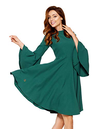 Lemoniade Elegantes Damen Kleid (Made in EU) in kurz mit Langarm ideal als Abendkleid, Partykleid oder Freizeitkleid, Modell 6 Grün, M (38)