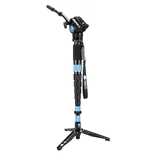 SIRUI P-426SR+VH-10X Einbeinstativ mit Standspinne und Videoneiger (20° neigbar, 360° drehbar) 10x Carbon