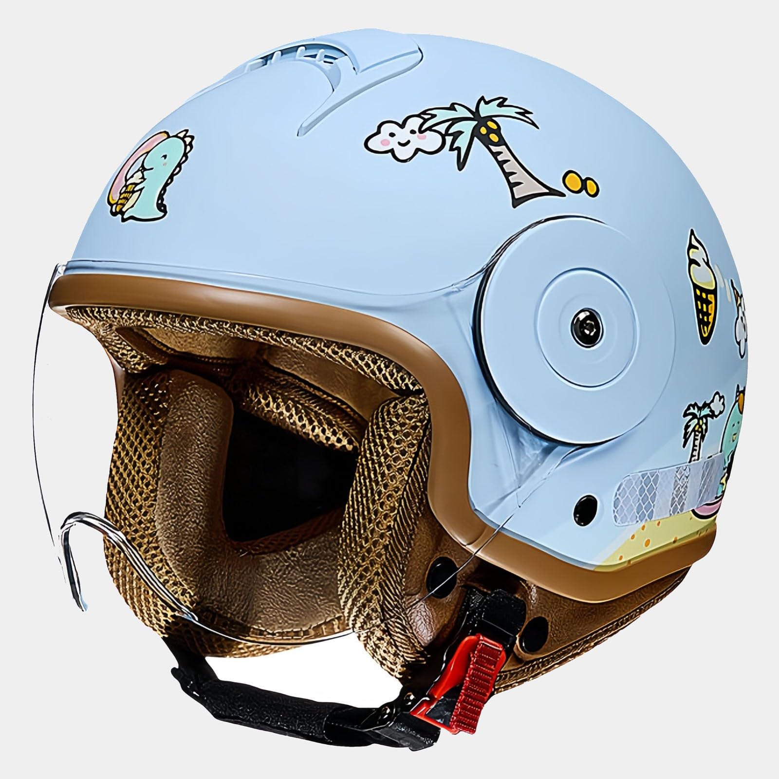 Motorradhelm für Kinder, Mädchen, Jungen, ECE-Zertifizierung, Kinder-Jethelm mit Visier, Rollerhelm, Rollerhelm für 4–12 Jahre Jungen und Mädchen E,46-54CM