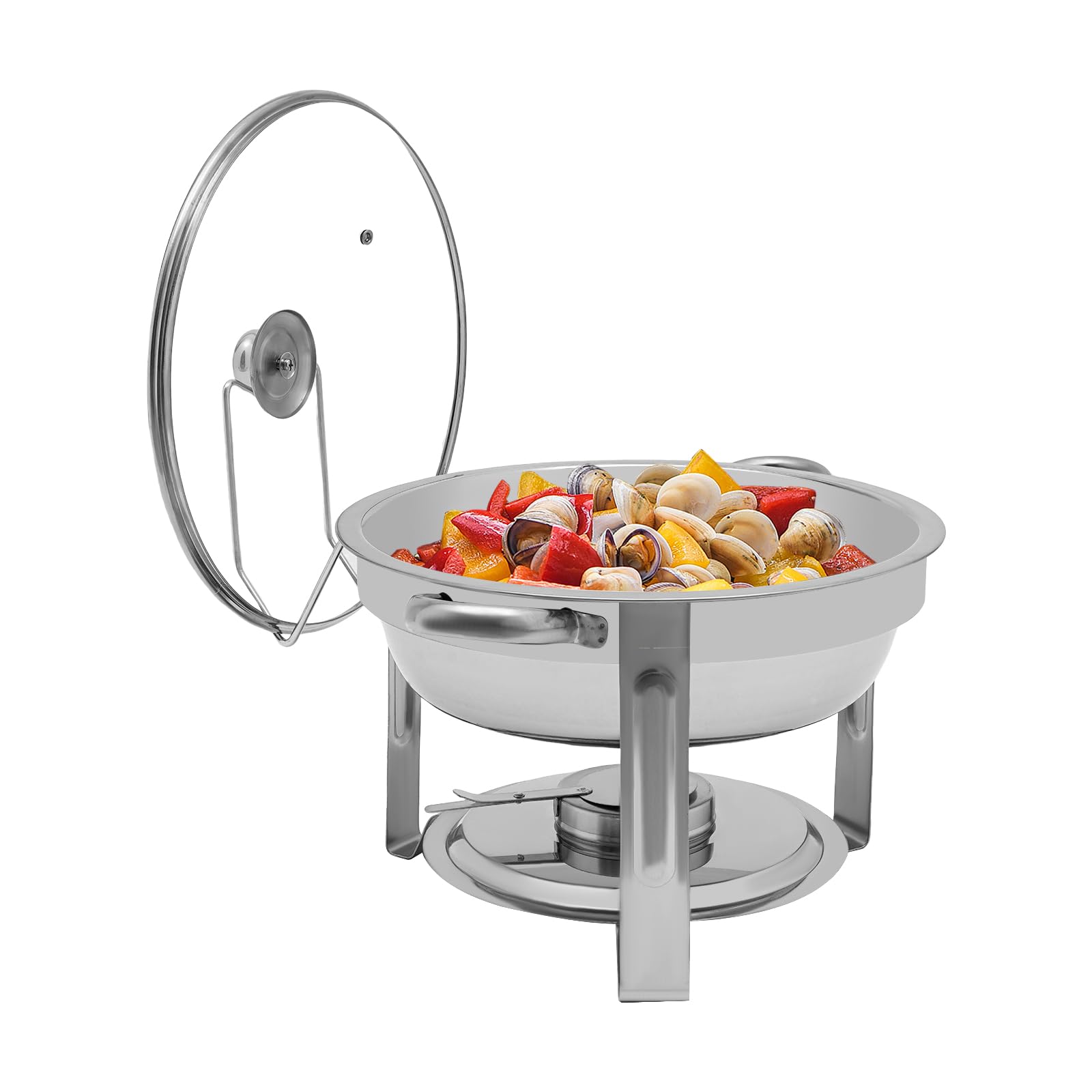 5L Chafing Dish Buffet Set, Edelstahl-Chafing Dishes für Buffet mit Glasdeckel, Chafers und Buffet-Wärmer-Sets, Speisenwärmer für Catering, Partys und Hochzeiten, 5QT