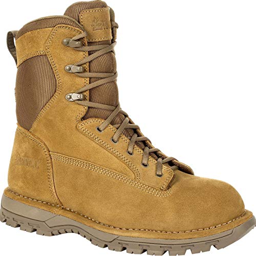 Rocky Herren Portland Stiefel mit seitlichem Reißverschluss, 20,3 cm Taktische Militärstiefel, Coyote Braun, 44.5 EU