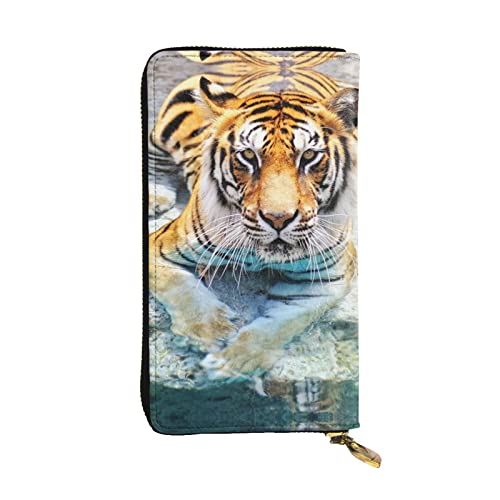 DMORJ Coole Tiger lange Clutch aus Leder, 19 x 10 cm, bequem, leicht, wasserdicht, langlebig, schönes Geschenk, Schwarz, Einheitsgröße, Schwarz , Einheitsgröße