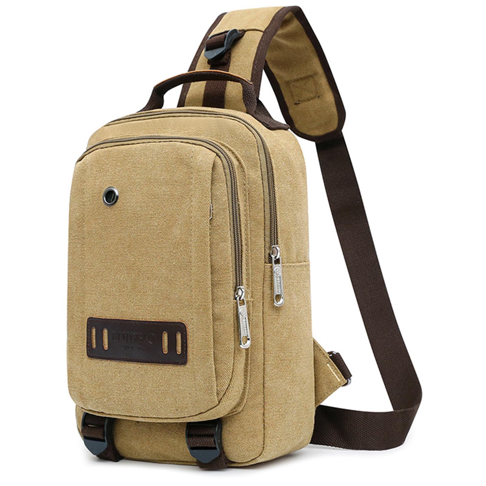 ohodhmnu Damen Tragetasche, Herren Crossbody Bag Stilvolle & Herren Canvas Schultertasche für Reisen & Freizeit für Handy Geldbörse & Schlüssel, khaki, with accessories