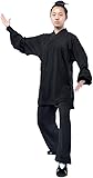 WLLKIY Tai Chi Uniform Anzug – Chinesische Kampfkunst Kung Fu Wing Chun Shaolin Trainingsanzug Unisex Taoistische Dao Kleidung Jacke Hose – Hanf,Schwarz-XXL