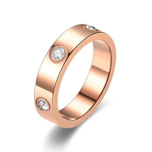 Hmsanase Ring Ringe Damen Bijouterie Herren Modische Ringe Für Damen Und Herren, Kristallringe, Hochzeitsgeschenk, 8 Roségoldfarben