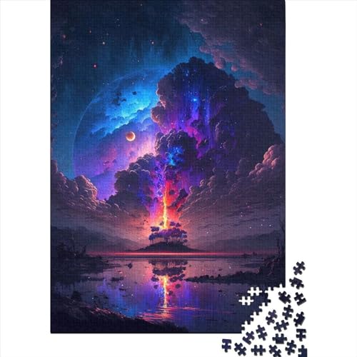 Kunstpuzzle für Erwachsene, 500 Teile, Insel im Weltraum, Holzpuzzle für Erwachsene, Puzzles für anspruchsvolle Puzzlespiele und Familienspiele (Größe 20,47 x 14,96 Zoll)