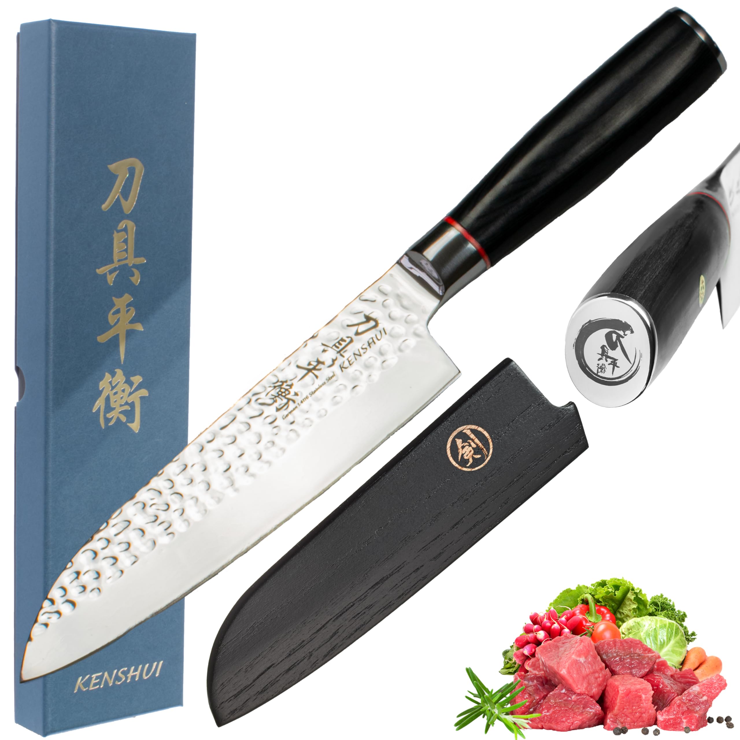 KENSHUI Küchenmesser Profi Messer Koch Geschenkschachtel, limited Edition (Santoku)