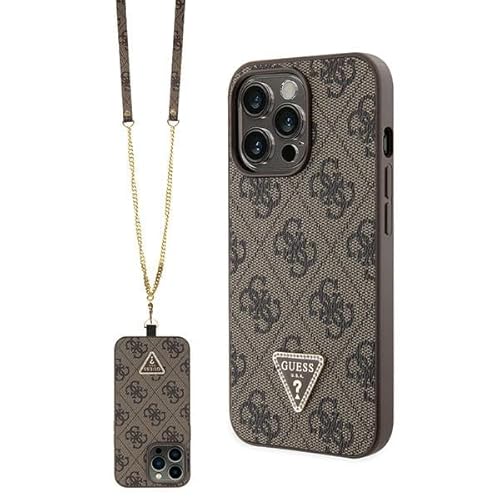 Guess GUHCP13LP4TDSCPW Hülle für iPhone 13 Pro / 13 6.1" braun hardcase Crossbody 4G Metal Logo