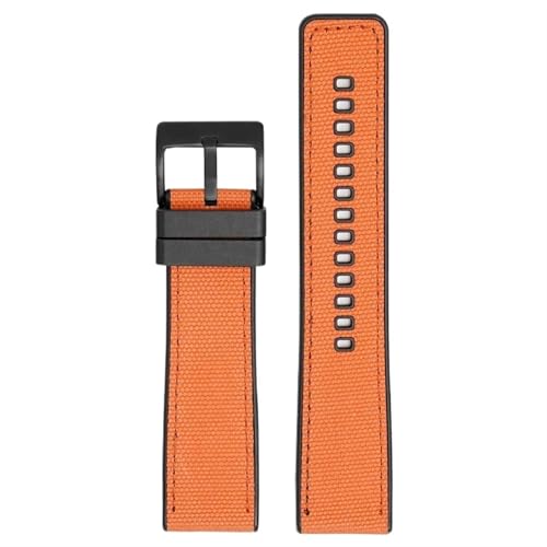 THBGTCNQ Uhrenarmband aus Canvas und Gummi, 20 mm, 22 mm, 24 mm, universelles Uhrenarmband mit Schnellverschluss, Herren-Nylonarmband for Smartwatches, Quarzuhren(Orange black,24mm)