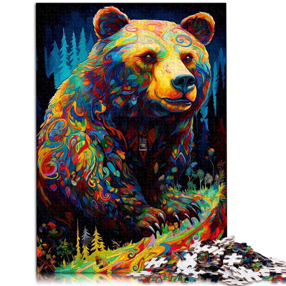 Puzzle-Spiele, Bärenposter von Ties ROSI Displate 1000-Teile-Puzzle für Erwachsene, Holzpuzzle für anspruchsvolles Puzzlespiel und Familienspiel, 1000 Teile (50 x 75 cm)