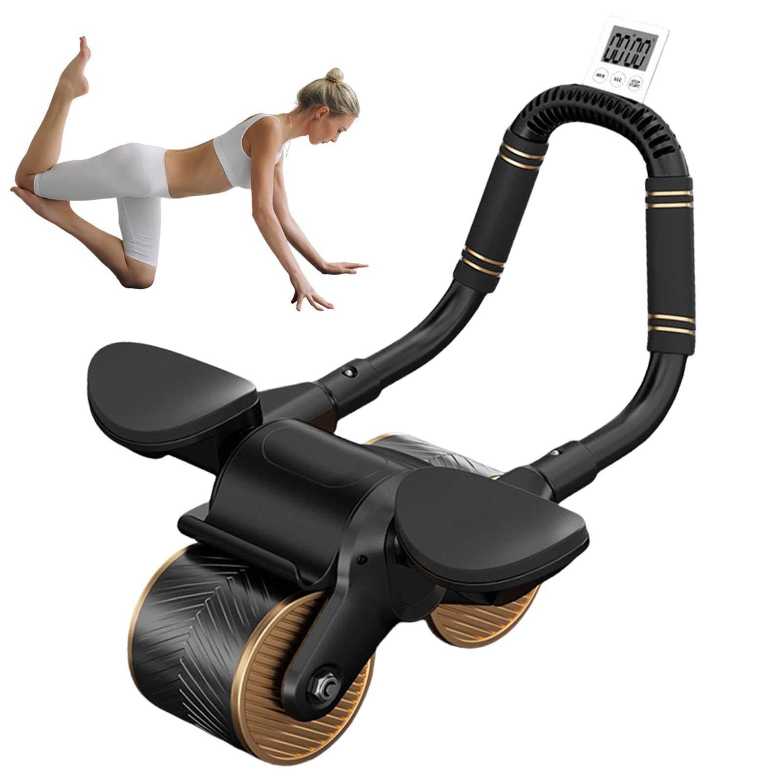 Takluu Ab Roller mit Ellenbogenstütze, Abdominal Wheel Ab Roller,Automatisches Rebound-Bauchrad, Core-Trainer mit Timer - Tragbares Trainingsgerät, Bauchtrainingsgerät für das -Fitnessstudio