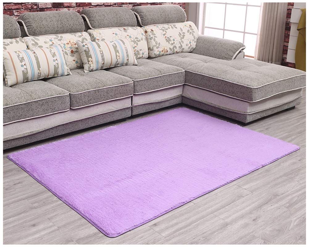 YOUCAI Home Teppich Wohnzimmer Flauschige Flachflor/Hochflor Plüsch-Teppich Fellimitat Bettvorleger Sofa Matte Super Weich Teppich für Wohnzimmer Schlafzimmer Kinderzimmer,100x200cm,Helles Lila-Kurz