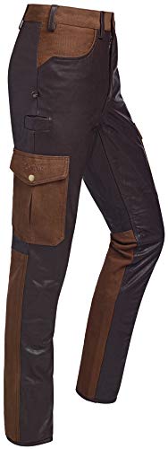 La Chasse® Cargo-Büffellederhose Colmar mit Canvas-Besatz und 2 Beintaschen Jagdhose Herren Lederhose braun extrem strapazierfähig Reitlederhose Rindslederhose (Braun, 50)