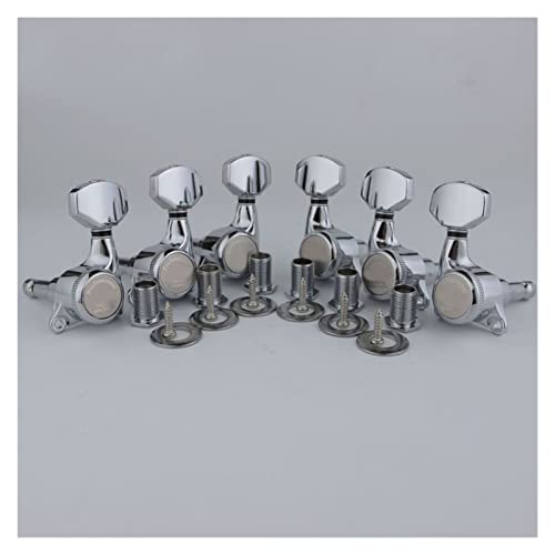 Gitarren Stimmwirbel Chrom-Gitarre-Verriegelungs- Tuner E-Gitarren- Maschinenköpfe Tuner Metallschloss Silber Gitarre-Tuning-PEGs (Color : 3R3L)