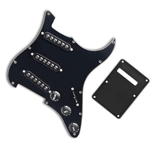 Standard-Pickguard-Tonabnehmer Vorverdrahtetes Schlagbrett, SSS-Single-Coil-Tonabnehmer, verstellbare Schrauben, Standard-Gitarrenteile, Schwarz