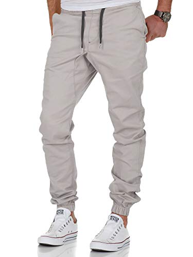 Amaci&Sons Herren Stretch Jogger Basic Chino Jeans Hose Cargo 7002 Hellgrau W30