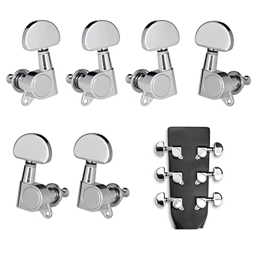 Gitarren Stimmwirbel 6 Stücke Geschlossene Gitarre-Tuning-Pegs String-Tuner-Maschinenköpfe Knöpfe Tuning-Tasten Für Folk Akustik/E-Gitarre (Color : Silver)