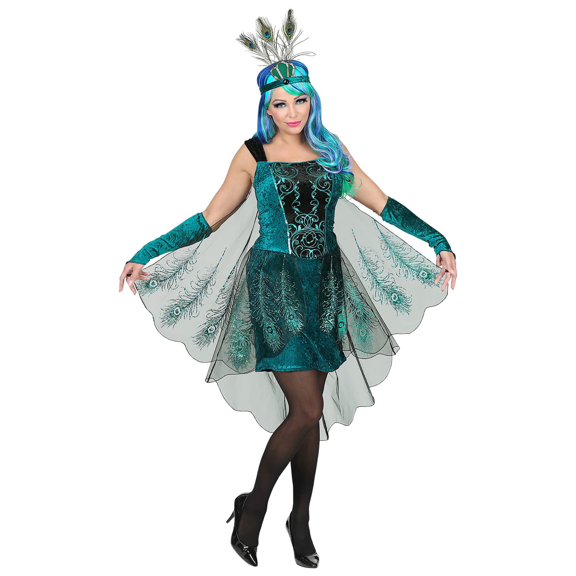 W WIDMANN MILANO Party Fashion - Kostüm Pfau, Kleid, Tierkostüm, Faschingskostüme, Karneval