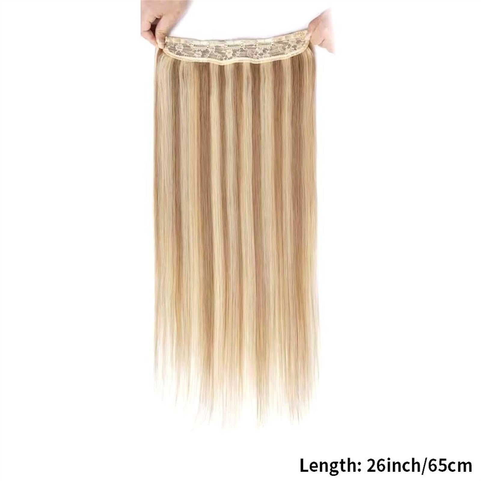 Clip-in-Haarverlängerungen Draht-Haarverlängerung, Echthaar for Frauen, Blond 8# mit Bleichblond 613#, natürliches glattes Haar, einteilig, for den ganzen Kopf Clip-in-Haarverlängerungen aus Echthaar(