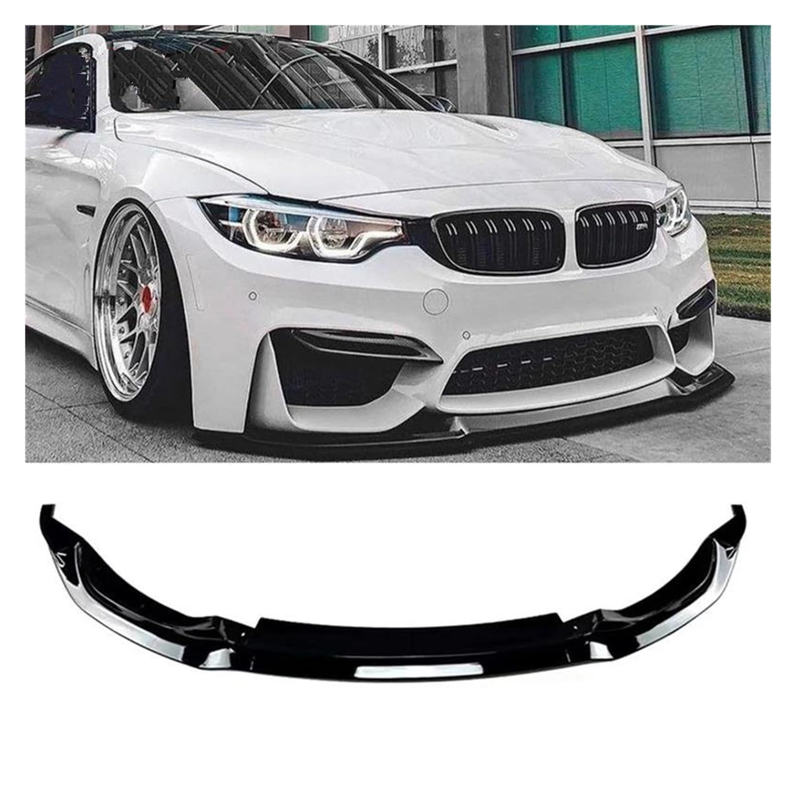 Splitter Auto Frontspoiler Spoiler Unterlippe Body Kit Separator Schutz Schwarz Stil Frontlippe Fitti Für F80 M3 F82 F83 M4 2015-2020 Frontlippe(Glossy Black)