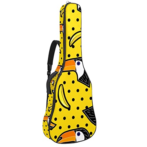 Akustikgitarre Tasche Dicke Polsterung Wasserdicht Dual Verstellbarer Schultergurt Gitarrenkoffer Gig Bag, Banana Yellow Dot Pattern