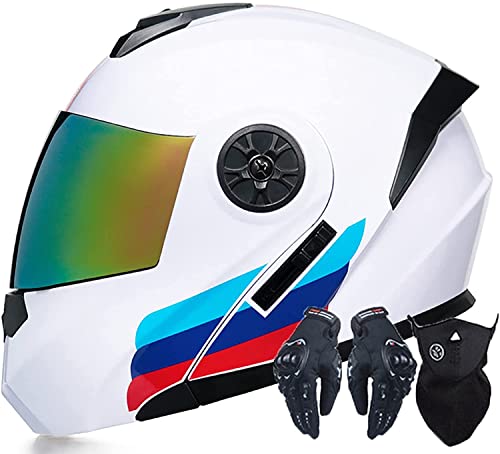 Motorradhelm Klapphelm Motorradabsturzmodulte Helm Für Erwachsene Männer Frauen,DOT/ECE Genehmigte Full Face Racing Motorrad Helm RollerHelm Mit Sonnenblende (Color : C, Größe : S=55-56cm)