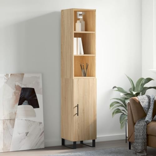 Highboard Sonoma-Eiche 34,5x34x180 cm Holzwerkstoff,Elegant und praktisch: Hochschrank mit Sideboard für mehr Stauraum im Wohnzimmer