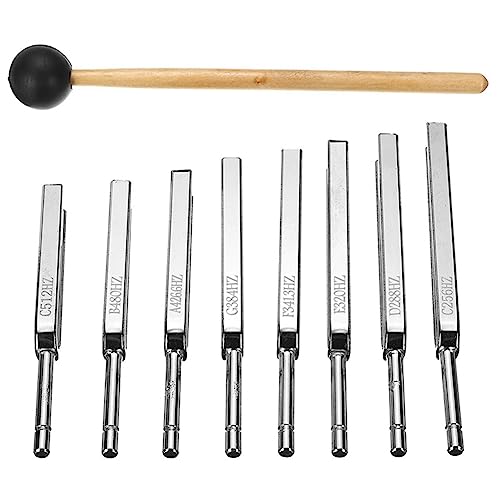 KEALBAUS 8-Teiliges Stahl-Stimmgabel-Set, Schlägel, Vibrationstherapie-Werkzeuge, Edelstahl