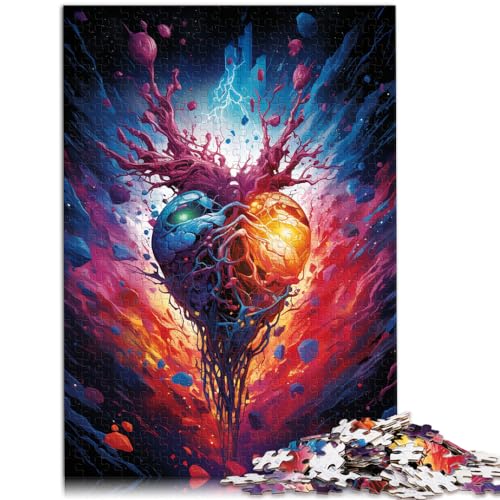 Puzzlespiele Bunte Psychedelia im Herzen des Universums Puzzles für Erwachsene 1000 Puzzles Holzpuzzle Lernspielzeug 1000 Teile (50 x 75 cm)