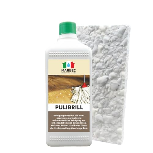 Marbec PULIBRILL 1LT + MELAMINE TUPFER Konzentriertes Reinigungsmittel speziell für Holz- und Parkettböden