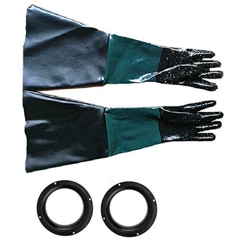 Kiudduy 1 Paar Dauerhaft Rubber Sand Strahl Handschuhe 60Cm Hoch Leistungs Arbeits Schutz Handschuhe für Sand Strahl Maschinen GehäUse