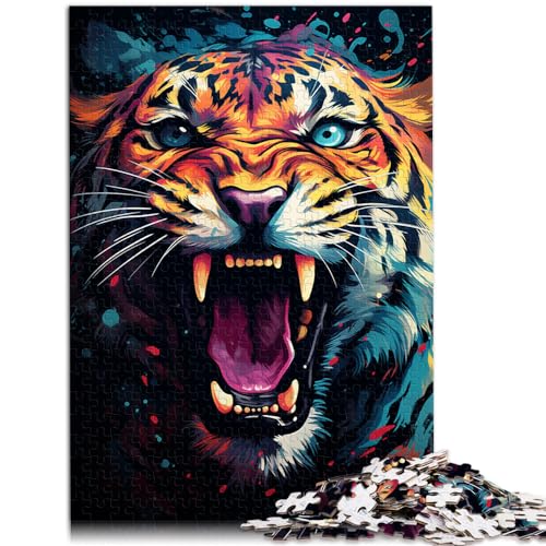 Puzzles, Geschenke, Spielzeug, Bunte Psychedelie eines wunderschönen Tigers, Puzzles für Erwachsene, 1000-teiliges Puzzle, Holzpuzzle, tolles Geschenk für 1000 Teile (50 x 75 cm)