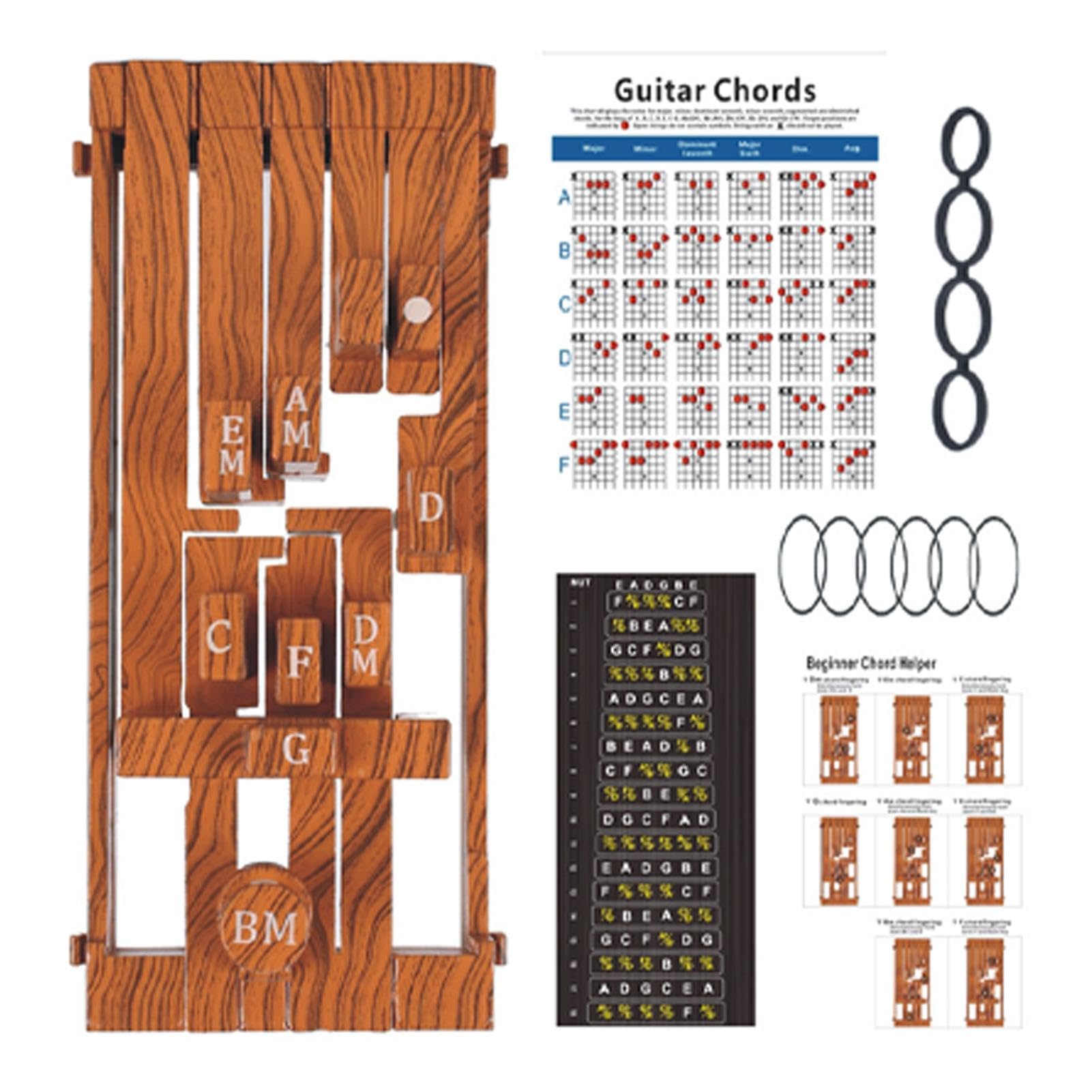 Gitarren-Akkord-Trainer – praktischer Gitarren-Akkord-Trainer und Lernwerkzeug, einfach anzuwendendes Gitarren-Lernhilfe-Werkzeug-Zubehör mit Tabelle für Anfänger