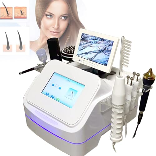 Qiang Hautdiagnose Haaranalysator,Professionelles Haut Haar Und Kopfhautdetektor Analysegerät,Multifunktion Gesichtshautscanner Mit 7 Griffen und Duales LCD-Display,Für Zuhause,Schönheitssalon