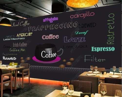 Kaffee Casual Kaffeebohne Schwarz Thema 3D Tapete Poster Restaurant Schlafzimmer Wohnzimmer Sofa TV Dekorative Wand-200cm×140cm