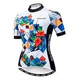 Hotlion Sommer Atmungsaktiv Radtrikot Damen Mountainbike Jersey Schnelltrocknend Fahrradshirt Kurzarm Radbekleidung - - X-Groß