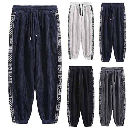 Jogginghose Herren - Retro Gedruckt Sporthose mit Gummizug Baumwolle Traninigshose Loose Fit Trekkinghose Lockere Haremhose Hip Hop Street-Stil Yogahosekurze Hosen Jungs