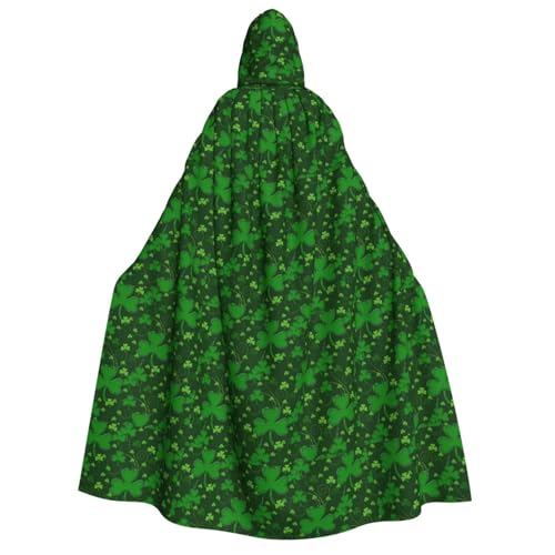 WURTON Hintergrund St. Patrick's Day Glitzer-Druck Unisex Kapuzenumhang Kostüm Damen Herren Vampir Halloween Cosplay Karneval Mottoparty